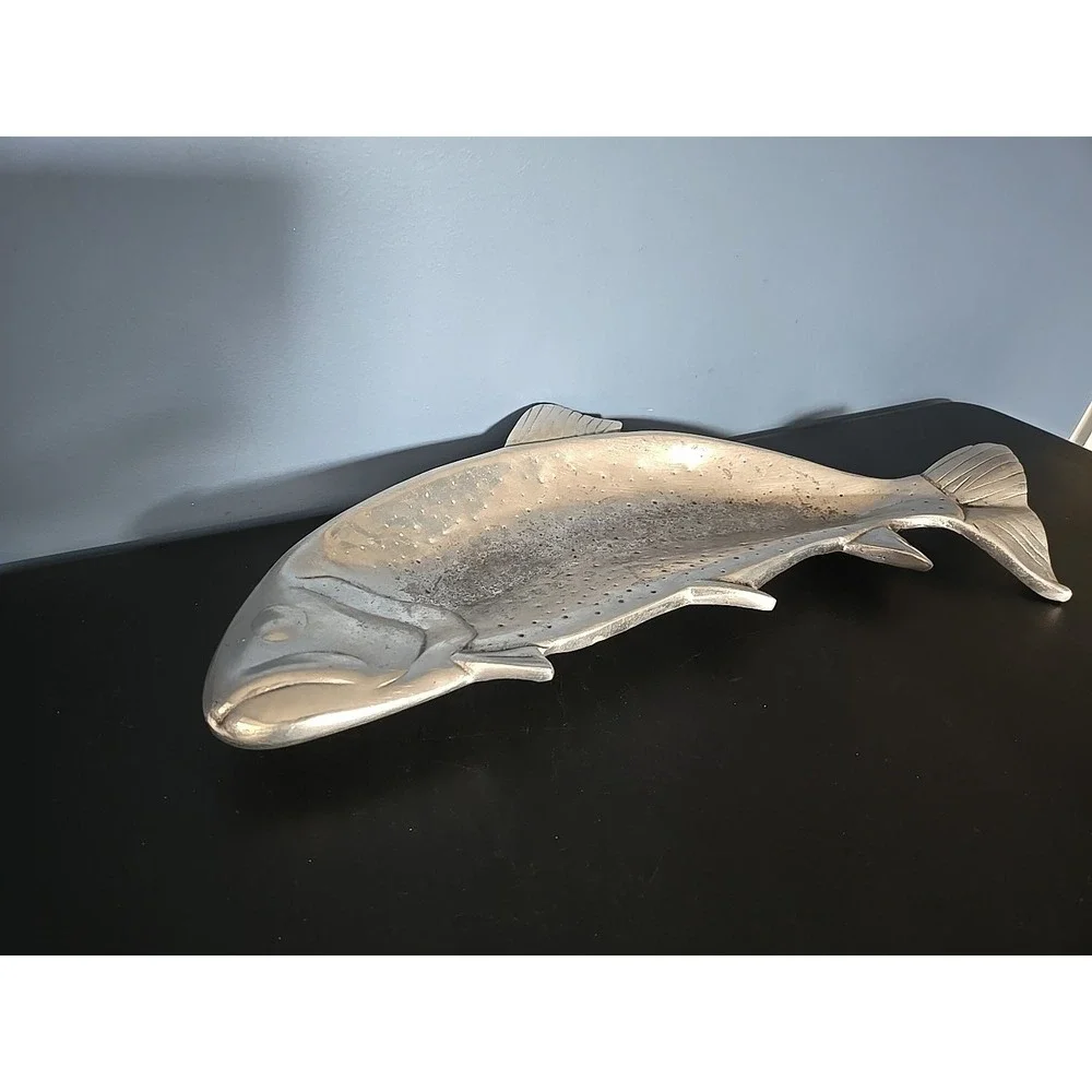 Vtg Trout Fish Large Aluminum Platter Tray Bruce Cox ?